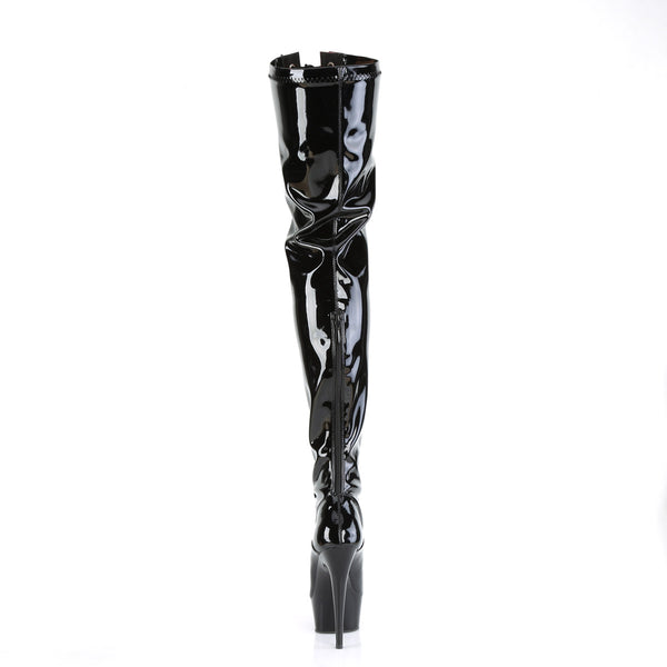 DELIGHT-3027 Plateau Overknee Stiefel - Schwarz von Pleaser – Ansicht 4