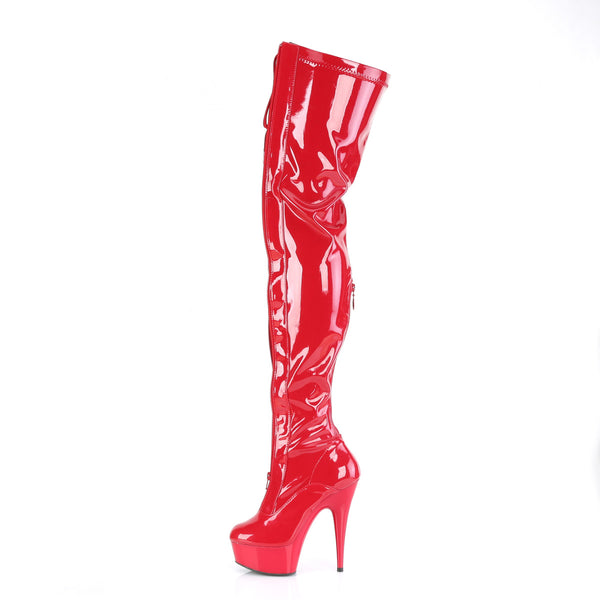 DELIGHT-3027 Plateau Overknee Stiefel Rot Lack von Pleaser – Ansicht 2