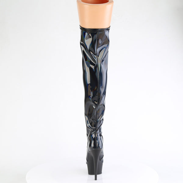 DELIGHT-3029 - Plateau Overknee Stiefel - Schwarz Lack Holografisch von Pleaser – Ansicht 4