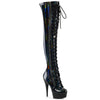 DELIGHT-3029 - Plateau Overknee Stiefel - Schwarz Lack Holografisch von Pleaser