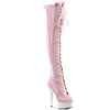 DELIGHT-3029 - Plateau Overknee Stiefel - Rosa/weiß Holografisch von Pleaser
