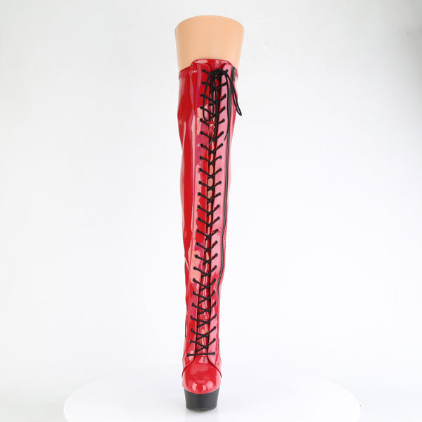DELIGHT-3029 - Plateau Overknee Stiefel - Rot Lack Holografisch | Pleaser