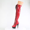 DELIGHT-3029 - Plateau Overknee Stiefel - Rot Lack Holografisch von Pleaser – Ansicht 3