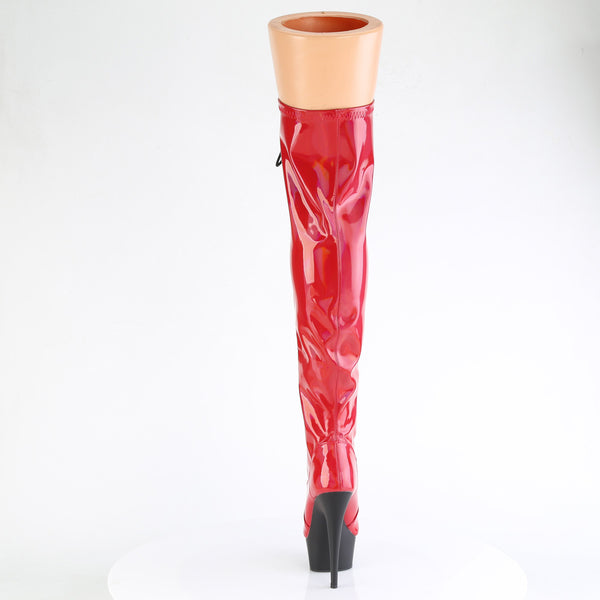 DELIGHT-3029 - Plateau Overknee Stiefel - Rot Lack Holografisch | Pleaser