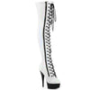 DELIGHT-3029 - Plateau Overknee Stiefel - Schwarz/Weiß Holografisch | Pleaser