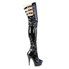 DELIGHT-3055 Plateau Overknee Stiefel Lack/Schwarz | Pleaser