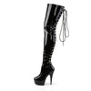 DELIGHT-3063 Plateau Overknee Stiefel Schwarz Lack | Pleaser