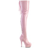 DELIGHT-3063 - Plateau Overknee Stiefel - Rosa Lack | Pleaser