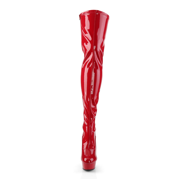 DELIGHT-3063 Overkneestiefel Plateauschuhe Rot | Pleaser