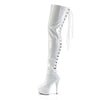 DELIGHT-3063 Plateau Overknee Stiefel Lack Weiß | Pleaser