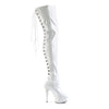 DELIGHT-3063 Plateau Overknee Stiefel Lack Weiß | Pleaser