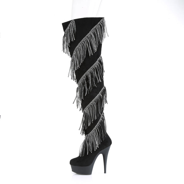 DELIGHT-3065 Plateau Overknee Stiefel Schwarz von Pleaser – Ansicht 3