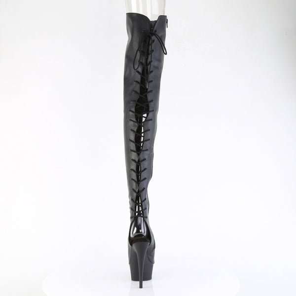 DELIGHT-4019 Plateau Overknee Stiefel Schwarz Matt von Pleaser – Ansicht 4
