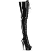 DELIGHT-4023 Plateau Overknee Stiefel Schwarz Lack von Pleaser