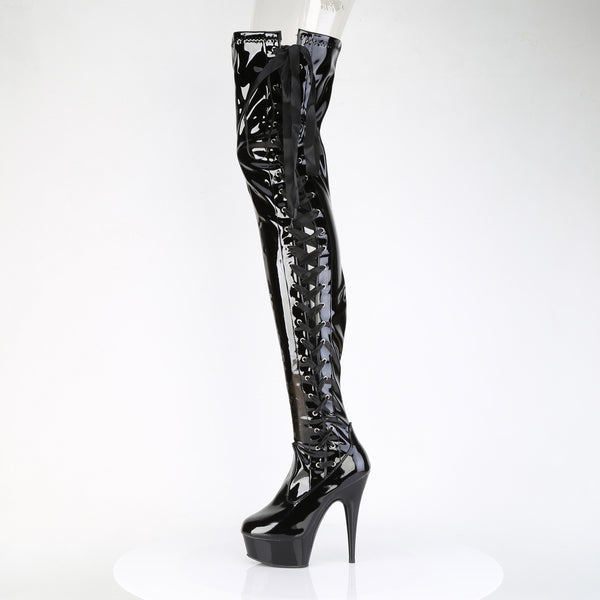 DELIGHT-4050 Plateau Overknee Stiefel Schwarz Lack von Pleaser – Ansicht 3