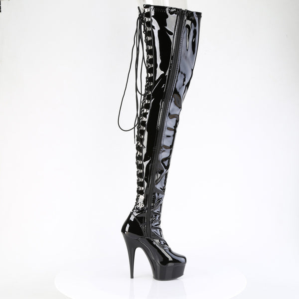 DELIGHT-4063 Plateau Overknee Stiefel Schwarz Lack von Pleaser – Ansicht 5