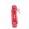 DELIGHT-600-33RM Plateau Peeptoe Stiefeletten Rot Glitzer Strass Netz von Pleaser – Ansicht 2