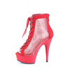 DELIGHT-600-33RM Plateau Peeptoe Stiefeletten Rot Glitzer Strass Netz von Pleaser – Ansicht 3