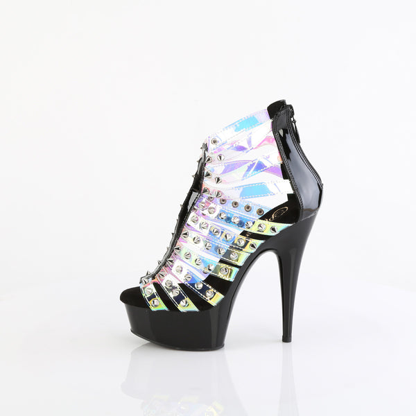 DELIGHT-600-9 - Plateau High Heel Sandaletten - Schwarz/Holografisch von Pleaser – Ansicht 3