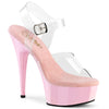 DELIGHT-608 Plateau Sandaletten Transparent/Rosa | Pleaser