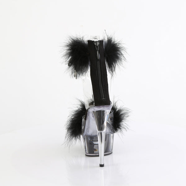 DELIGHT-624F - Plateau High Heel Sandaletten - Schwarz Plüsch von Pleaser – Ansicht 4
