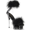 DELIGHT-624F - Plateau High Heel Sandaletten - Schwarz Plüsch | Pleaser
