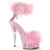 DELIGHT-624F - Plateau High Heel Sandaletten - Pink mit Plüsch | Pleaser