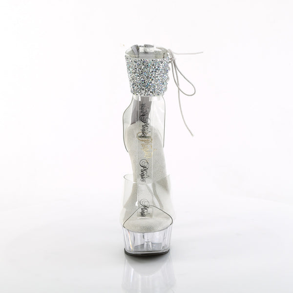 DELIGHT-624RS-02 - Plateau High Heel Sandaletten - Transparent mit Strass von Pleaser – Ansicht 2