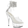 DELIGHT-624RS - Plateau High Heel Sandaletten - Transparent mit Strass | Pleaser