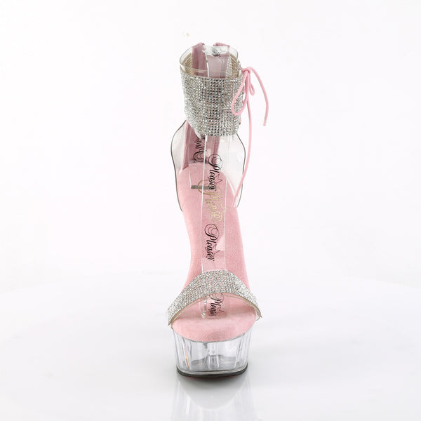 DELIGHT-627RS - Plateau High Heel Sandaletten - Rosa/Transparent mit Strass von Pleaser – Ansicht 2