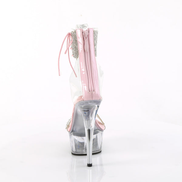 DELIGHT-627RS - Plateau High Heel Sandaletten - Rosa/Transparent mit Strass von Pleaser – Ansicht 4