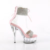 DELIGHT-627RS - Plateau High Heel Sandaletten - Rosa/Transparent mit Strass von Pleaser – Ansicht 5