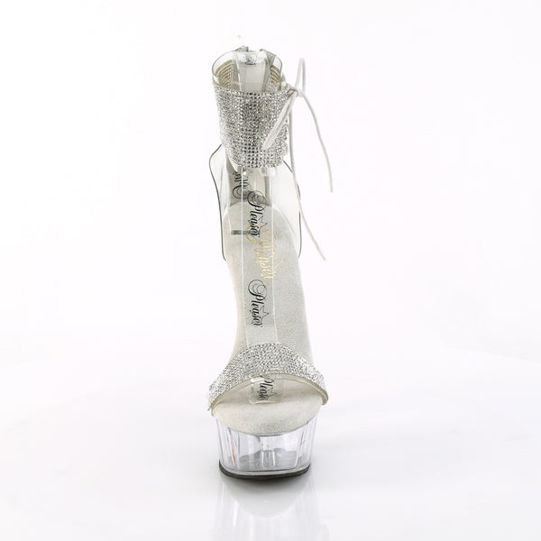 DELIGHT-627RS - Plateau Sandaletten - Transparent mit Strass von Pleaser – Ansicht 2