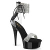 DELIGHT-627RS - Plateau High Heel Sandaletten - Schwarz Lack mit Strass | Pleaser