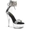 DELIGHT-627RS - Plateau High Heel Sandaletten - Schwarz/Transparent mit Strass | Pleaser