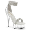 DELIGHT-641 Sandalette Plateauschuhe Transparent Glitze | Pleaser
