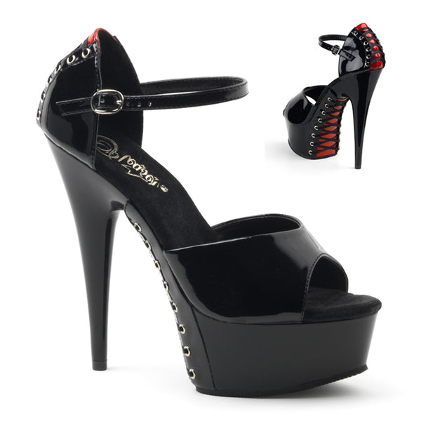 DELIGHT-660FH Plateau Sandaletten Schwarz Lack von Pleaser