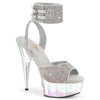 DELIGHT-691HTRS Plateau Sandaletten Silber Transparent Strass von Pleaser
