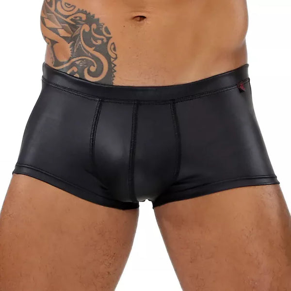 Schwarze Kunstleder Boxershorts im sexy Fetish Stil von TOF Paris