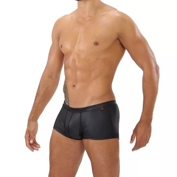Schwarze Kunstleder Boxershorts im sexy Fetish Stil von TOF Paris – Ansicht 4