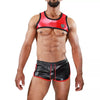 Rotes verführerisches Harness mit maskulinem Design von TOF Paris – Ansicht 2