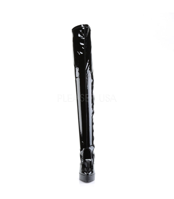 INDULGE-3000 Overknee Stiefel Lack Schwarz | Pleaser SALE