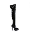 INDULGE-3000 Overknee Stiefel Lack Schwarz | Pleaser SALE