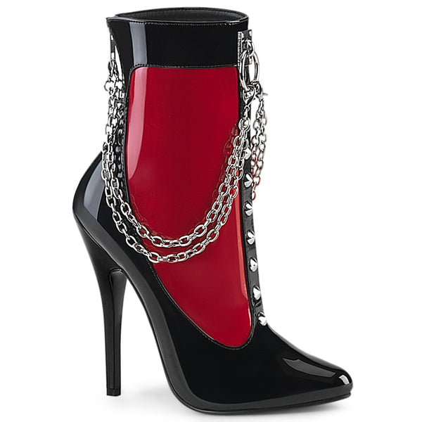 DOMINA-1033 Stiefelette - Rot/Schwarz von Devious