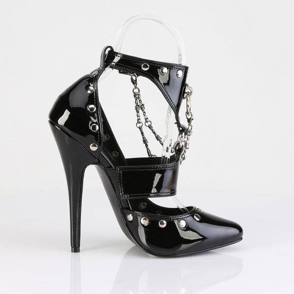 DOMINA-118 High Heel Sandaletten - Schwarz Lack von Devious – Ansicht 5