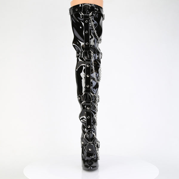 DOMINA-3027 Plateau Overknee Stiefel - Schwarz Lack von Devious – Ansicht 2