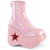 DYNAMITE-100 Plateau Stiefeletten glänzend rosa Stern | DemoniaCult