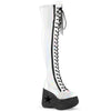 DYNAMITE-300 Plateau Overknee Stiefel weiß prisma Schnürung Lack Stern Holo Effekt | DemoniaCult