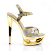 ECLIPSE-619G Plateau Sandaletten - Gold/Glitter | Pleaser