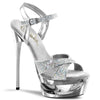 ECLIPSE-619G Plateau Sandaletten Silber/Chrome | Pleaser